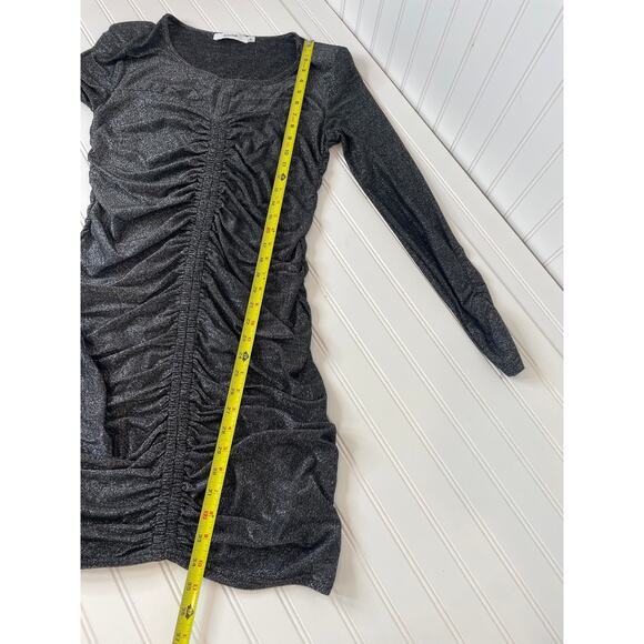 NWT JastFab Long Sleeve Ruched Metallic Mini Bodycon Dress Party Cocktail Size L - Picture 5 of 8